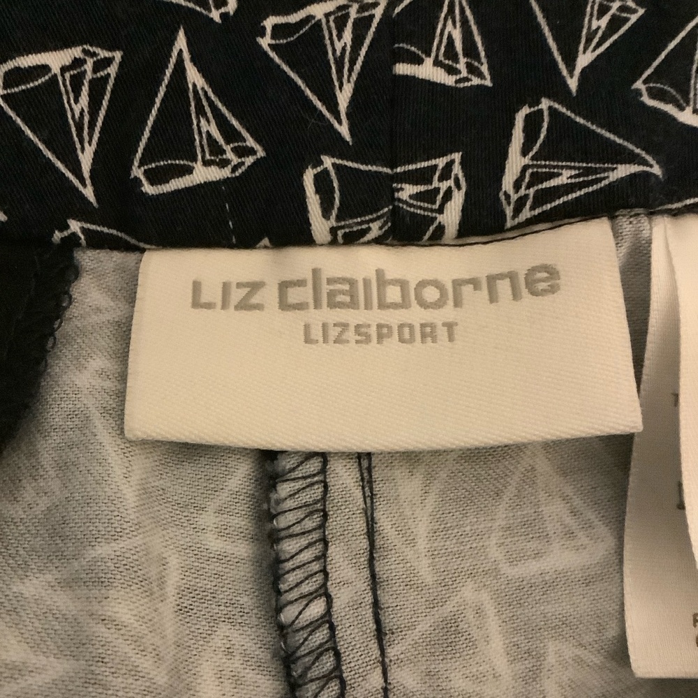 Liz Claiborne Liz Sport Navy Blue & White Sailboat Cropped Pants Size 6 - Picture 10 of 11